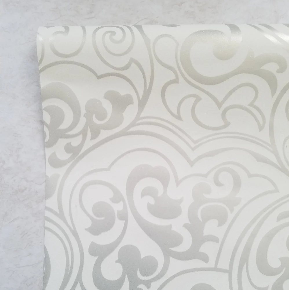 Wallpaper Her Divine Silver Glitter Swirls